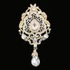 DIEZI Luxury Gold Silver Color Crystal Flower Bridal Brooches for Wedding Women Party Rhinestone Bouquet Water Drop Brooch Pins