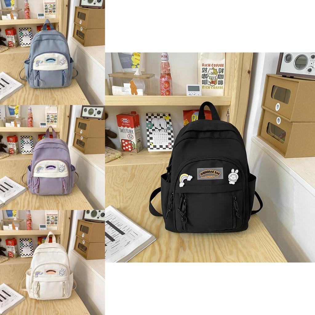 Simple Color Blocked Letter Decoration For Student Casual Backpacks For Middle School Students