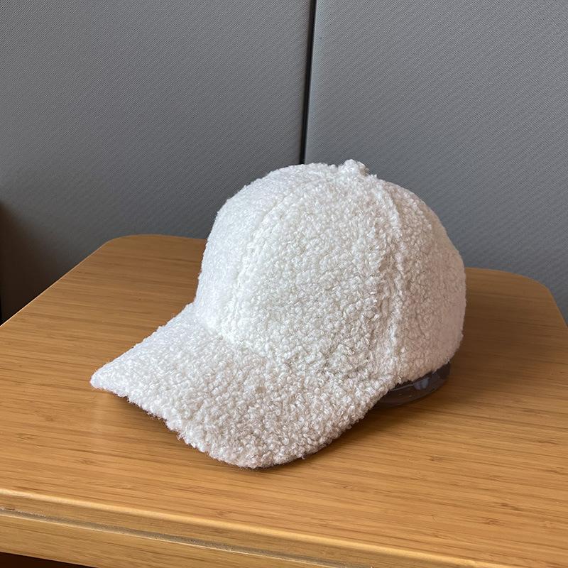 Autumn and Winter Thickened Version of Delicate Teddy Velvet Baseball Hat for Women Electric Car Windproof Solid Color Baseball Cap for Men