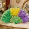 Feathered Fan 20s Retro Folding Fan Flapper Hand Fan for Costumes Dancing Party Wedding Decorations Rave Fan Gift