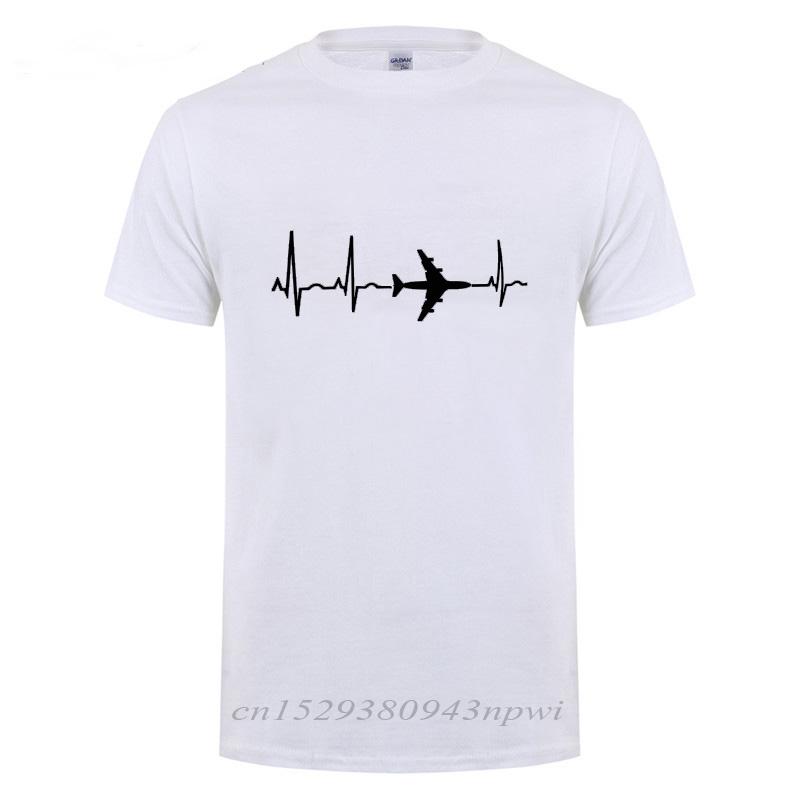 Heartbeat Of Plane T Shirt Unisex Cardiogram Space Enthusiasts Tops Funny Travel Gift Casual T-shirt Cotton Comfortable Leisure Tee