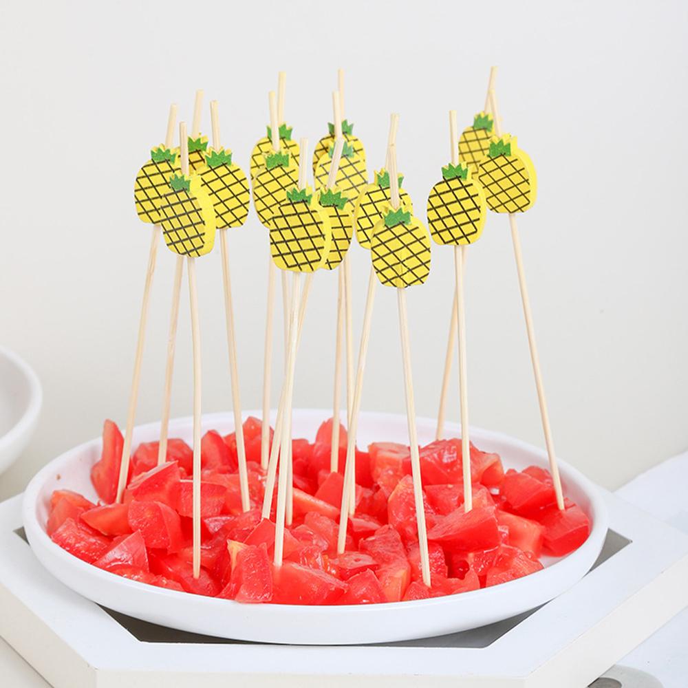 100Pcs Disposable Bamboo Skewers Food Picks Buffet Cupcake Fruit Fork Party Cake Dessert Salad Vegetable Sticks Toothpick Skewer