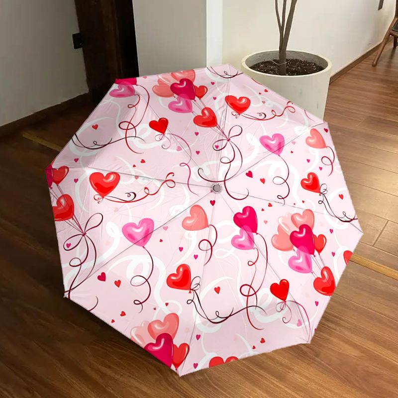 

1pc Heart Balloon Pattern Automatic Open/Close Umbrella, Formal Events - Ideal Gift for Family or Friends, Outdoor Accessory yy251211175