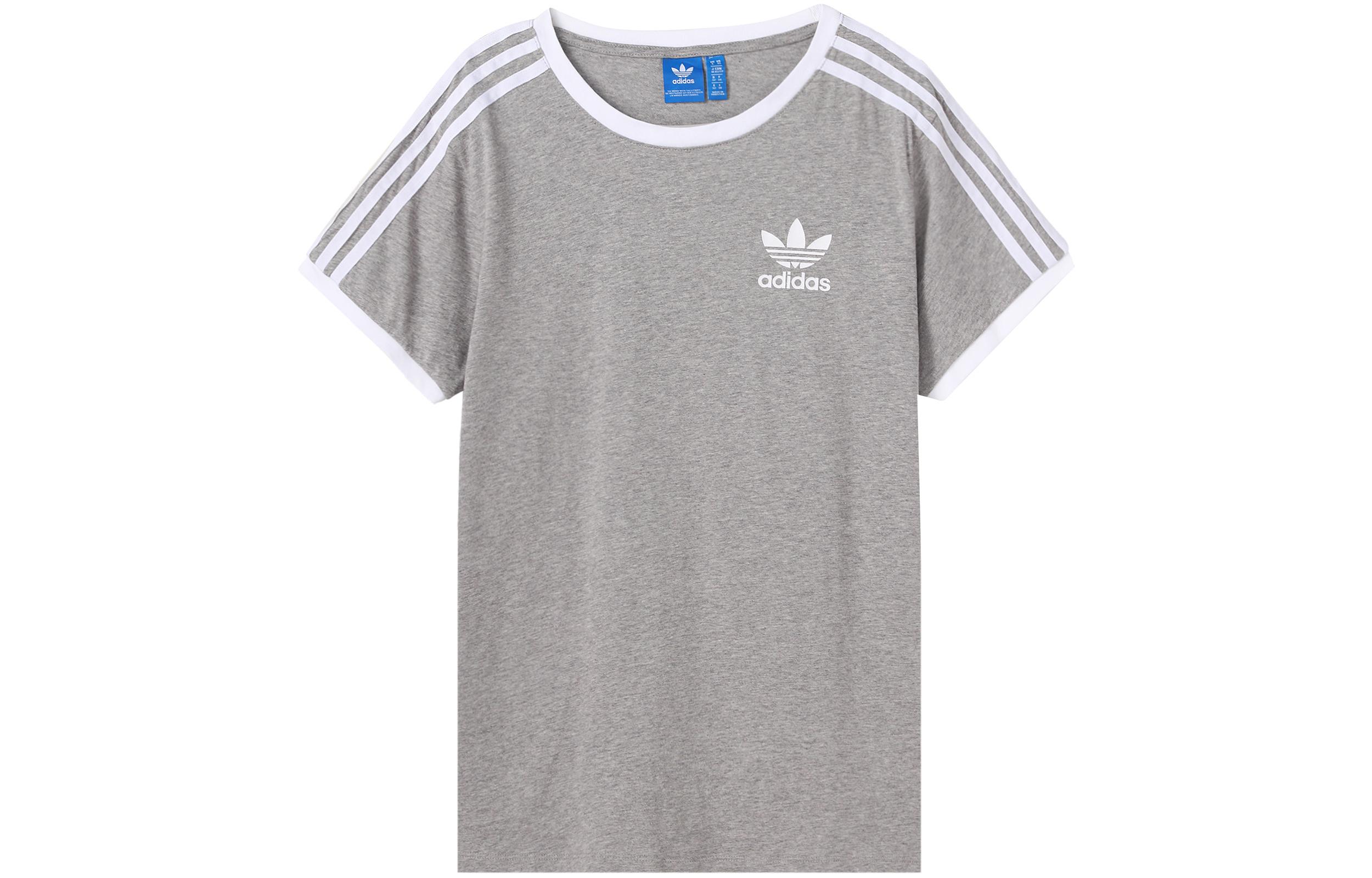 

Adidas Originals 3 Stripes Set in Sleeve T Shirt Women s Gray BK7131 M