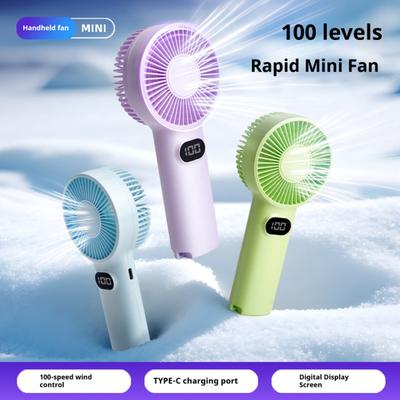 Petit Ventilateur Portatif 100 Vitesses Réglables Écran LCD Rechargeable par USB Ventilateur de Refroidissement d'Été Ventilateur Personnel Mini Portable de Voyage