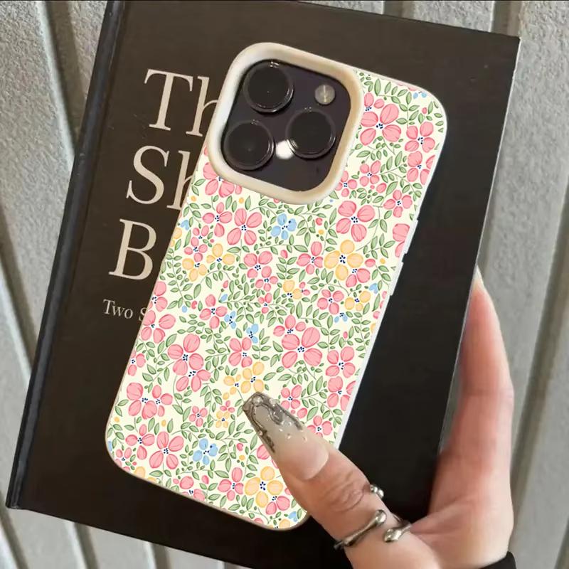 

Screen Full Flowers Design Phone Case For iPhone 17 Pro Max 16 Plus 15 Pro 14 13 12 11 XR 17Air Lychee Textur Soft Cover iPhone XS Max
