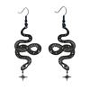Retro Personality Black Stainless Steel Hollowed-out Pattern Snake Pendant Dangle Earrings for Women Street Hip-hop Jewelry Gift