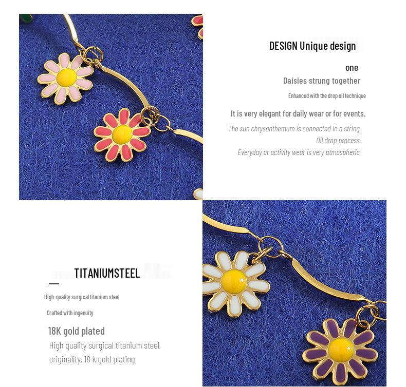 Niche Colorful Floral Drip Oil Pendant Necklace - Personalized Pastoral Autumn/Winter Style Jewelry