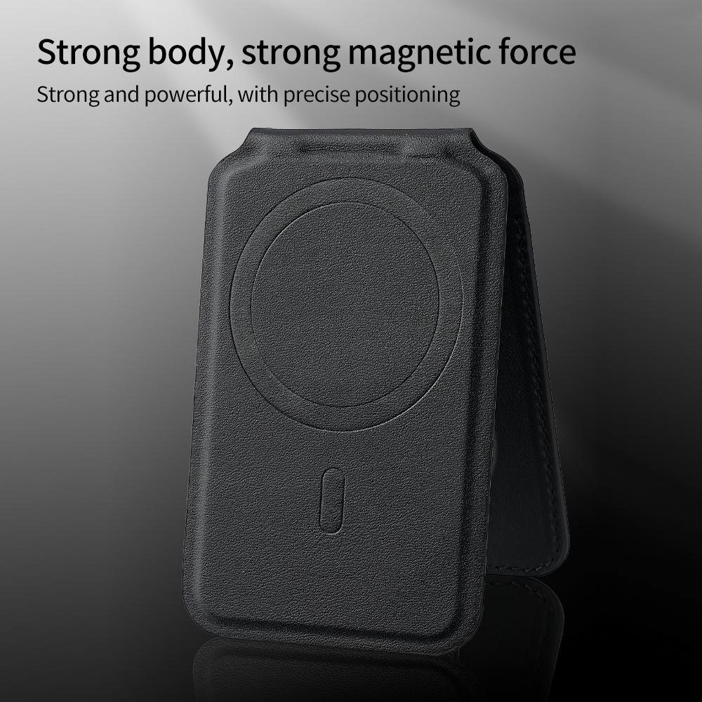 Bi-Fold Phone Card Bag PU Leather Magnetic Card Holder with Foldable Kickstand Function