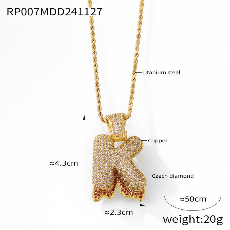 Elegant European-Style Necklace: Women's 26-Letter Diamond-Inlaid Copper Pendant on Titanium Steel Clavicle Chain