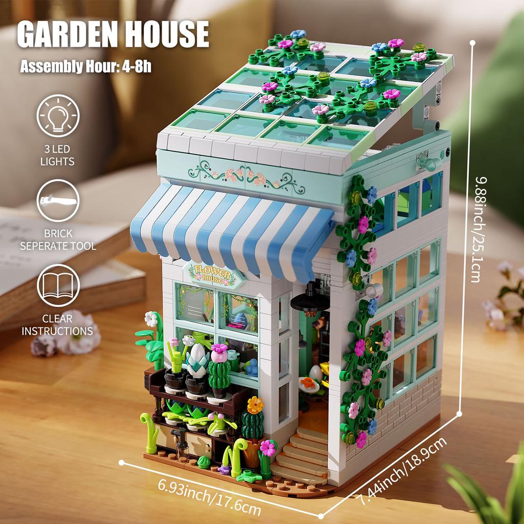 First-Class 1077Pcs Superior-Grade Garden Cottage Superior-Grade Assembly First-Class Building-Bricks Play Sets Assembly-Kit Premium-Quality