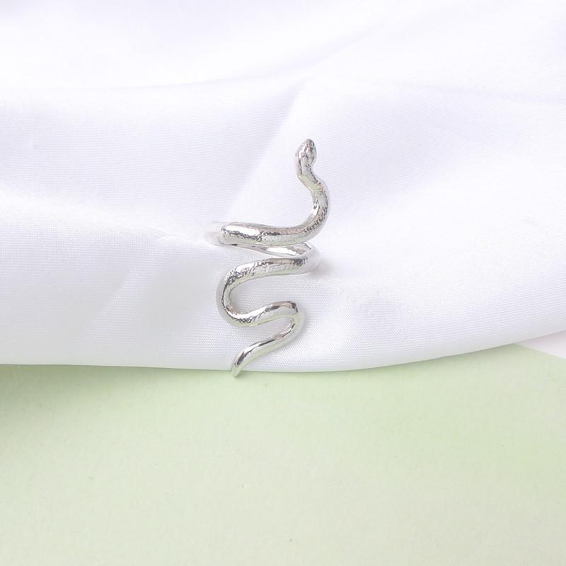 New Stylish Curved Snake Women's Open Rings Gold Metal Personality Female Adjustable Rings Cool Stuff Anillos Mujer
