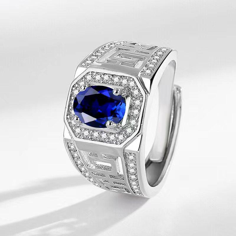 New Product Real Emerald Men's Ring Zircon Inlaid European and American Fashion Domineering Men's Ring
