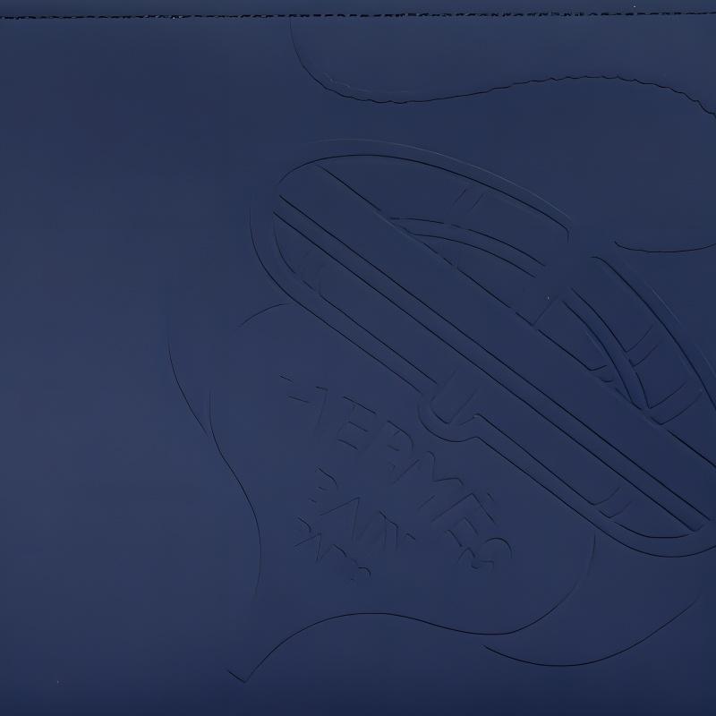 Hermes Neobain Thalassa 28 Pattern Embossed Nylon Clutch Bag Medium Women clutch bag Navy-Blue H103748MV01
