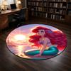 Round Rug Ariel Little Mermaid Sitting Rock Sunset Pink Sky Castle Silhouette Movie Fan Bedroom Decor