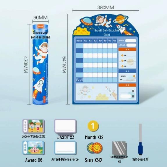 Children s Magnetic Growth Chart with Reward Stickers - Encourages Good Habits & Self-Discipline, Reusable & Wipeable Wall Sticker.