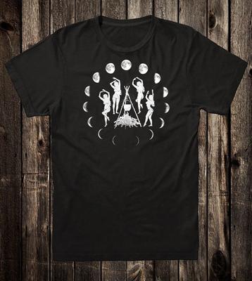 Retro Halloween T-Shirt 100% Baumwolle Goth Hexe Mondkreis Mond