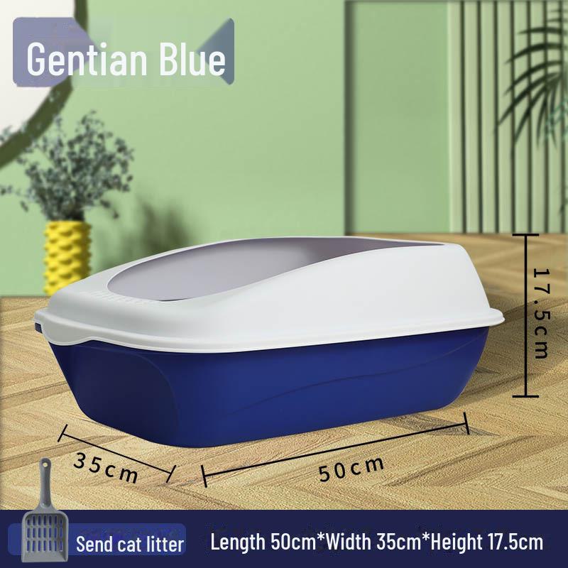 Large Semi-Enclosed Cat Litter Box with Anti-Splash Design and Shovel