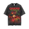 Courage The Cowardly Dog Retro Horror Graphic Vintage Acid Wash Cotton Shirt