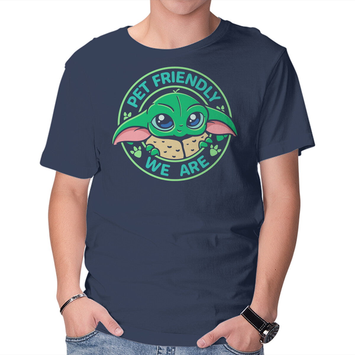 Unisex Crew Neck T-Shirt Pet Friendly We Are Graphic Short Sleeve Casual Tee XXXL