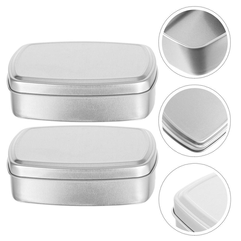 3 Pcs Soap Boxes 100ml Food Grade Square Aluminum Balm Container Removable Lid for Handmade Storage Travel Portable