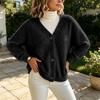 Women's V-Neck Fuzzy Long Sleeve Loose Fit Sweater Coat