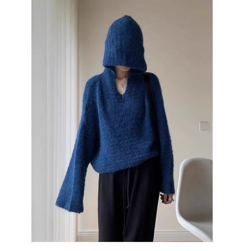 Elegant Fransk Myk Hettegenser Løs Genser Dame Høst Vinter Genser Strikket Genser Topp