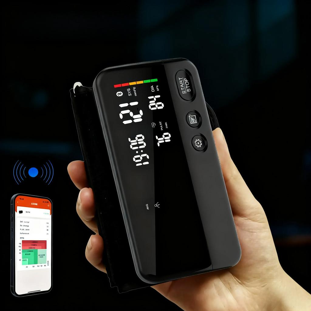 Portable Bluetooth Blood Pressure Monitor Digital Tonometer LCD Large Display Adjustable Large Cuff Sphygmomanometer