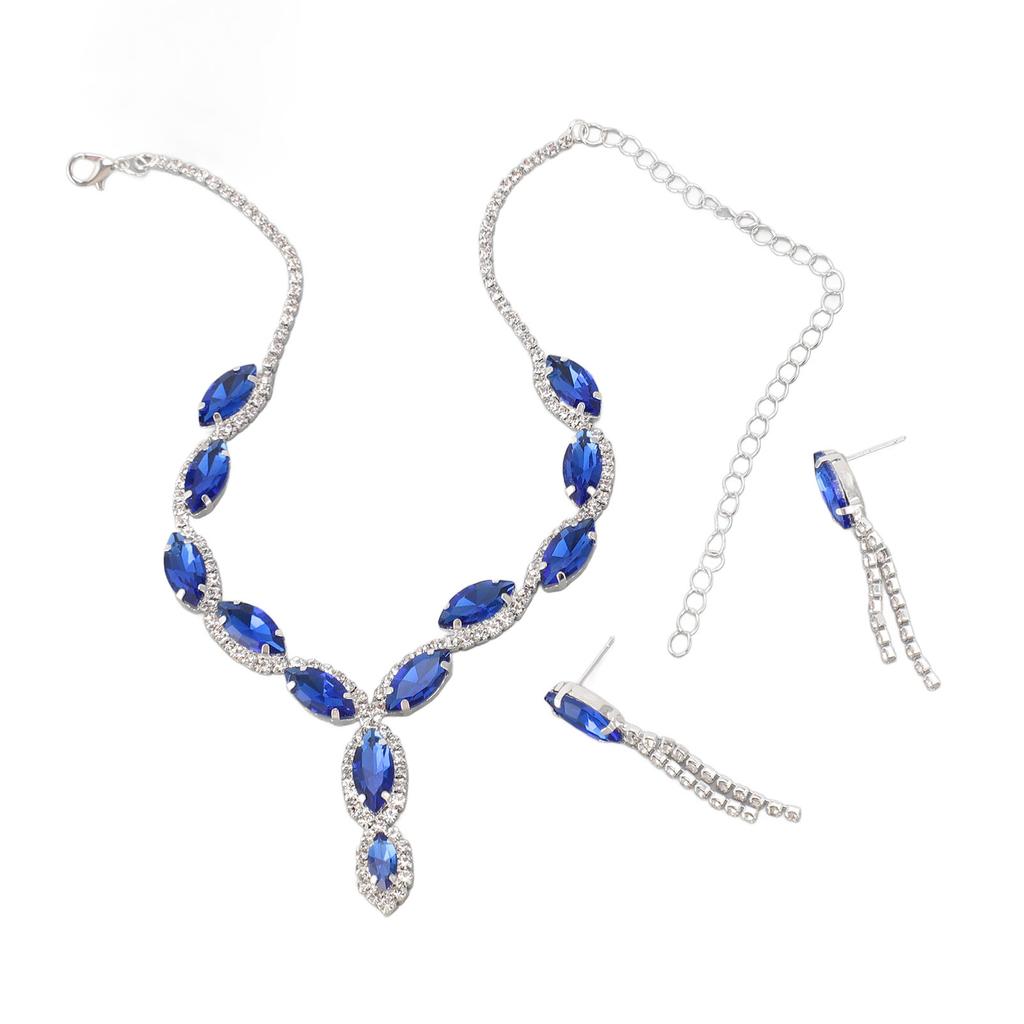 Bridal Wedding Jewelry Set Elegant Sparkling Lightweight Rhinestone Necklace Dangle Earrings Set