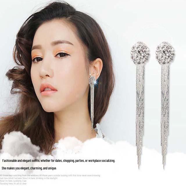 Boucles d'oreilles à pampilles en chaîne griffes de cristal - Puces polyvalentes et tendance