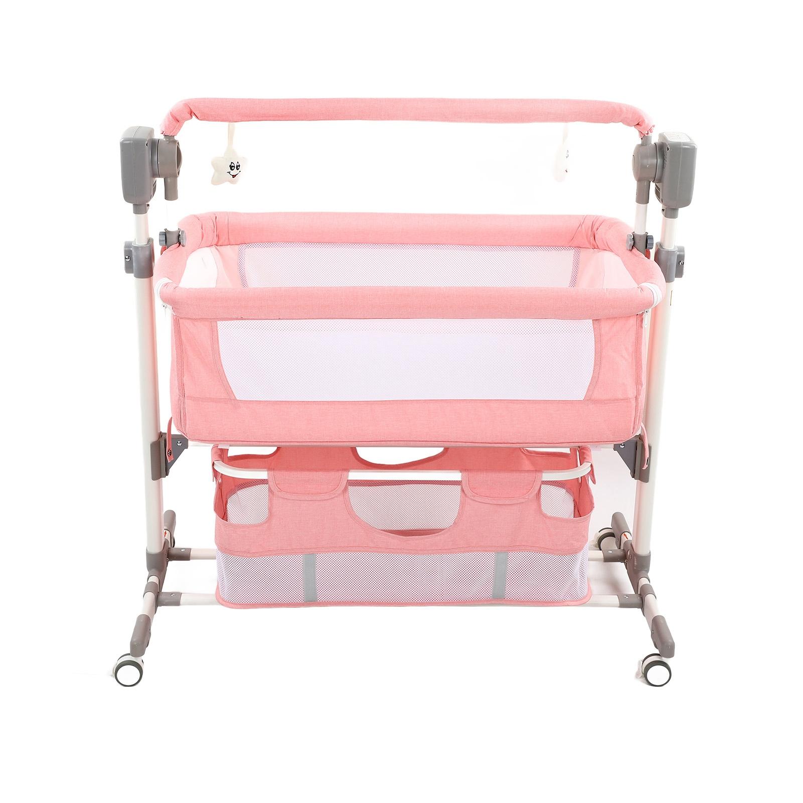 

Портативная детская кроватка с регулируемой высотой, 5 режимов покачивания, успокаивающая музыка, складная портативная детская кровать