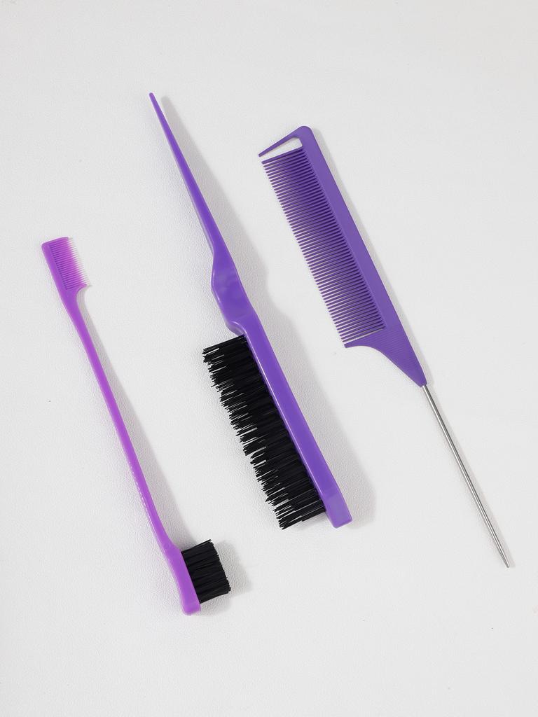 Hair Brush Set - 3 Pcs, Slick Back, Rat Tail, Teasing Comb for Kids and Baby Hair Smoothing