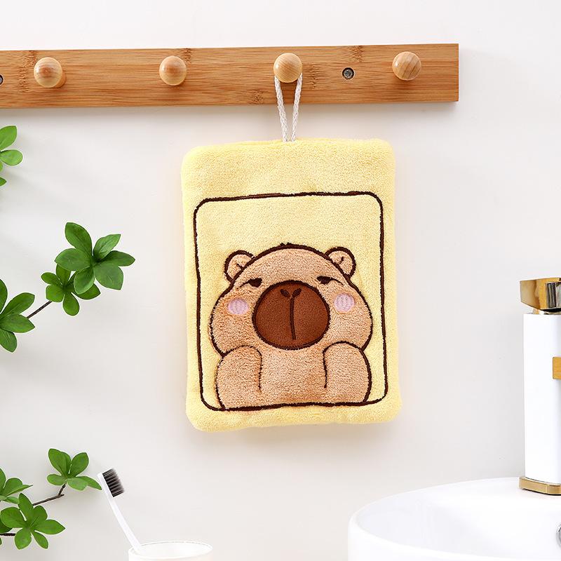 The new Kapibara kitchen hand towel household hanging coral fleece soft water absorption does not shed hair bathroom towel