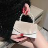 Beige Pleated Handbag Women Pearl Handle Flap Shoulder Bag Ladies Elegant Fashion Banquet Desiqner Luxury Crossbody Bag 2025 New
