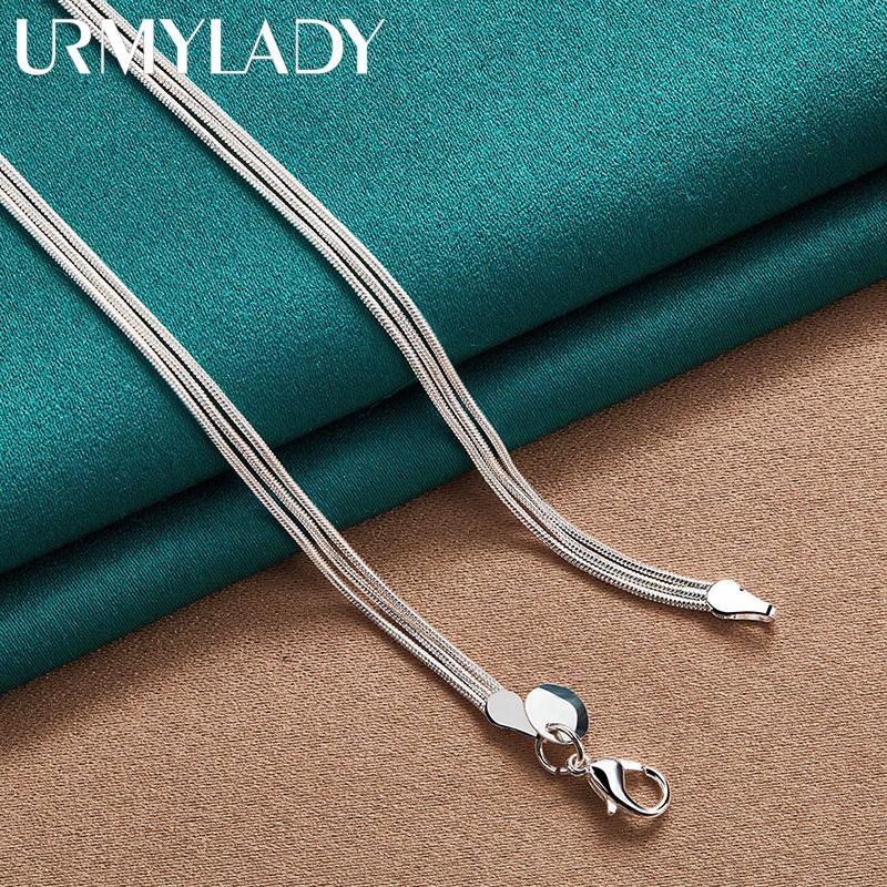 925 Sterling Silver hladký matný dvojitý kruhový náhrdelník s príveskom 18 palcov pre ženy, módne šperky
