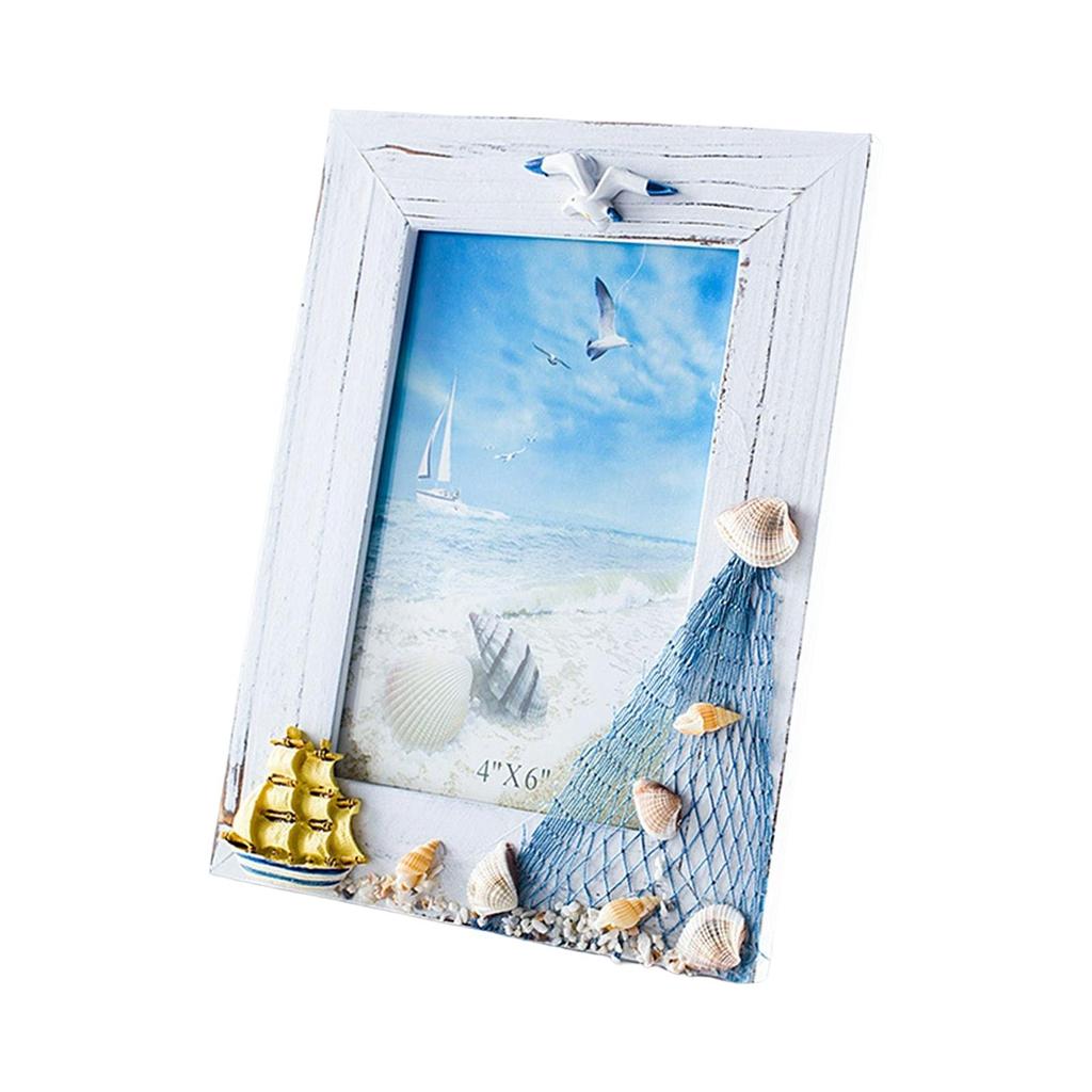Photo Frame Shell Poster Display Vintage Style Tabletop for Holiday Indoor Birthday