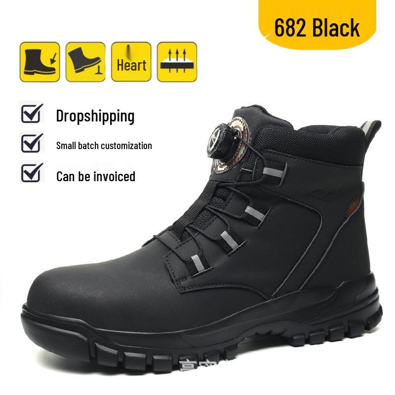 Men’s Four-Season Steel Toe Safety Boots: Anti-Smash, Anti-Puncture, Wear-Resistant, Comfortable High-Top Work Shoes