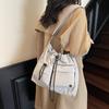 Fashion nylon shoulder bag new simple drawstring messenger bag versatile large capacity lightweight tote bag