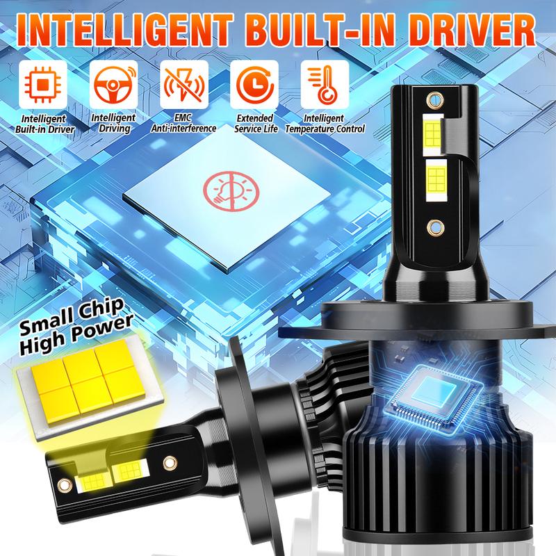 2PCS H4 LED Car Headlight Bulbs 200W Super Bright Canbus Led for Car Headlamp CSP 3570 With Cooling Fan Auto Light 6500K White