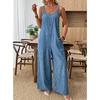 Nuovo Jumpsuit Cami Donna Estivo Monocolore Largo, Stile Vacanza Casual Tendenza Europea Americana per Outfit Crossbody