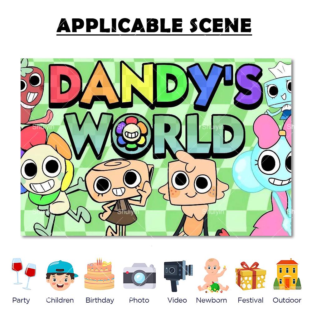 Cartoon DAndy World Backdrop Kids Birthday Decorations Party Supplies Baby Shower Banner Photo Shoot Props Boy Girls Favor Gifts