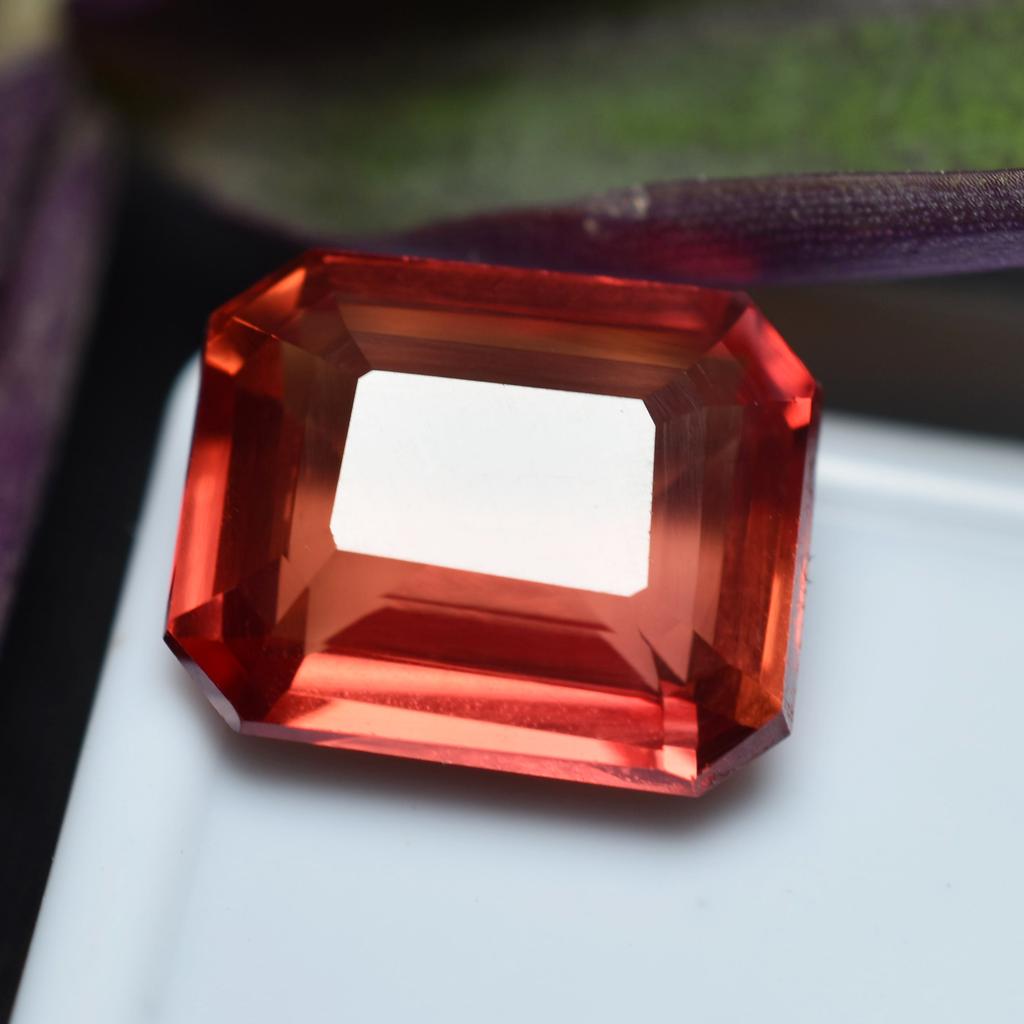 9.40 Ct Sapphire Natural Loose Gemstone Orange Emerald Cut