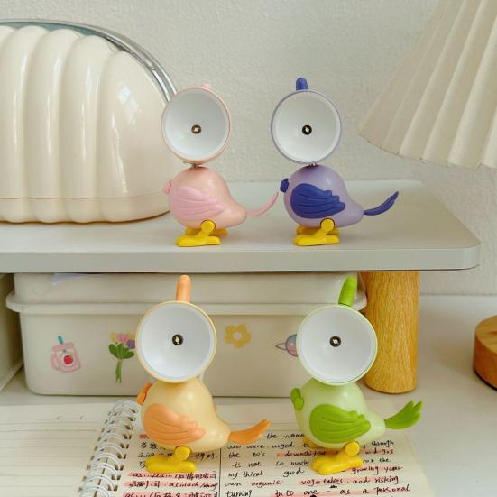 Small Cute Bird Table Lamp Cartoon Parrot Shaped Night Light Magnetic Adjustable LED Bedside Lamp for Bedroom Kids Room