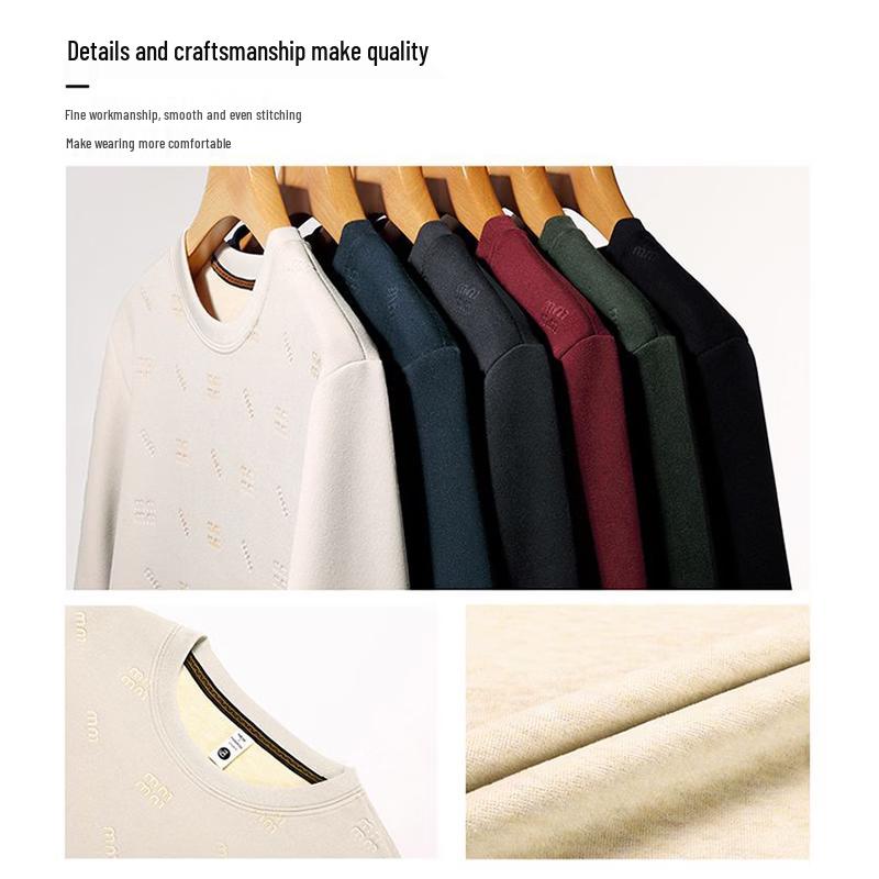 Romain Men's Fleece-Lined Thickened Knit Sweater BY022