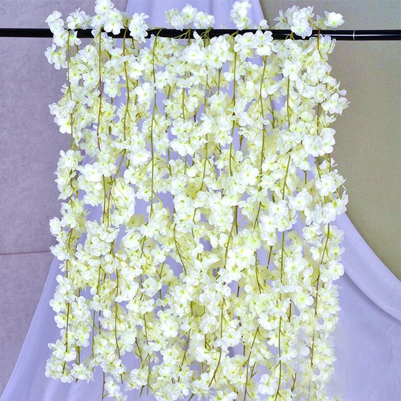 

1,8 м 135 голов искусственная вишневая цветущая ротанговая подвесная лоза вишневые цветы гирлянда для домашнего сада свадебного декора вечеринки белый