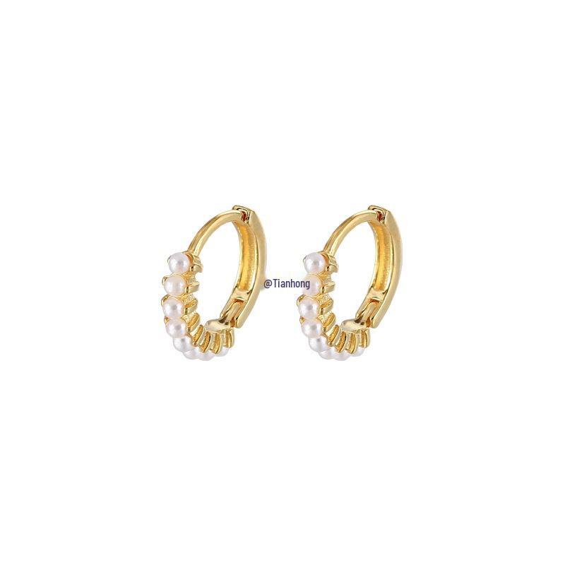 18K Gold Pearl Hoop & Cuff Earrings for Women