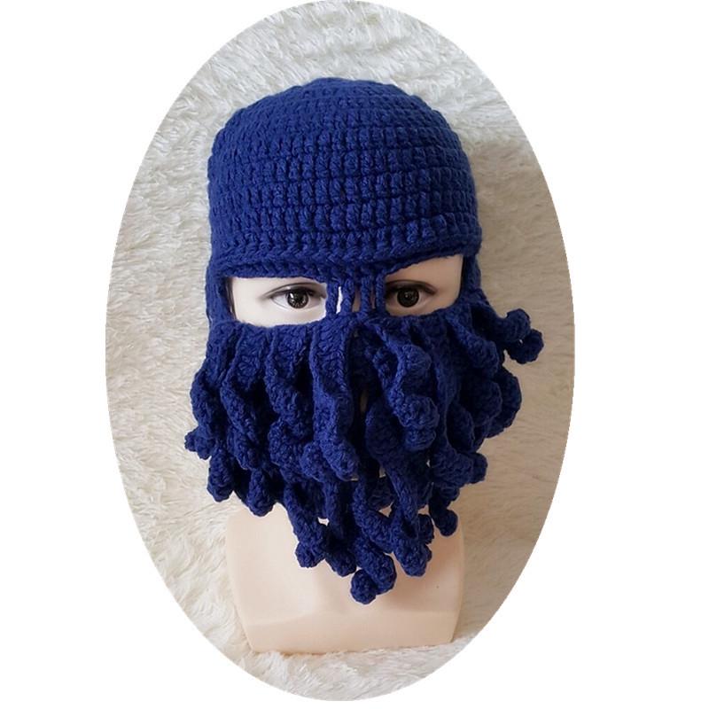 Chapéu de polvo engraçado de Halloween outono e inverno hip hop moderno masculino e feminino chapéu de lã tricotado com máscara criativa