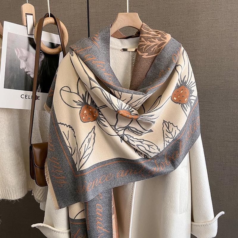 Damen-Schal mit Blumen-Quaste, Schal, Wickelschal für