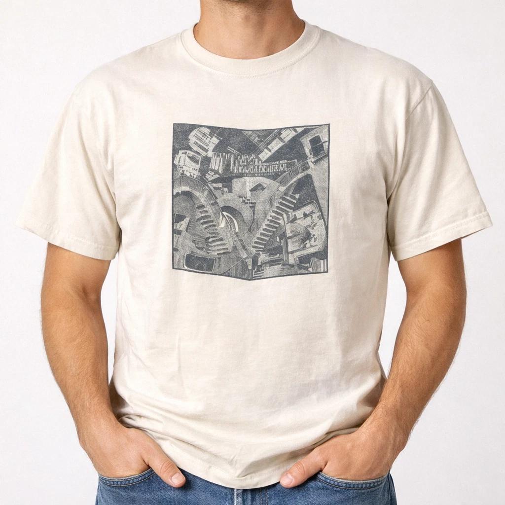 Vintage 90s Optical Illusion Graphic Tee Abstract Art Shirt Unisex S-3XL XXXL