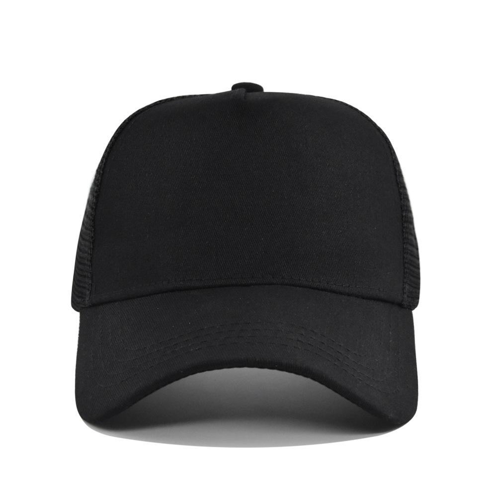 Customized Logo Printed Baseball Cap Hard Top 5 Panels Mesh Caps For Unisex Women Cap Breathable Sun Hat Pure Color Gorra Wholesale